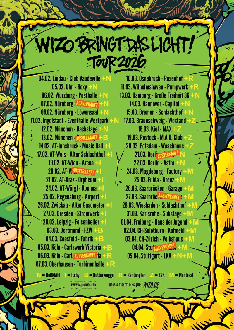 WIZO bringt das Licht! Tour 2026
Jetzt Konzert-Tickets holen!