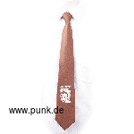 Braune Krawatte mit weißem Exploited Schädel