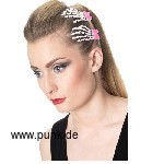 : Haarclip mit Skeletthand und rosa Schleifchen