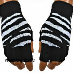 : Fingerlose Handschuhe schwarz-weiß Zebra