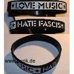 Silikon Armband: Love Music - Hate Fascism Silikon Armband