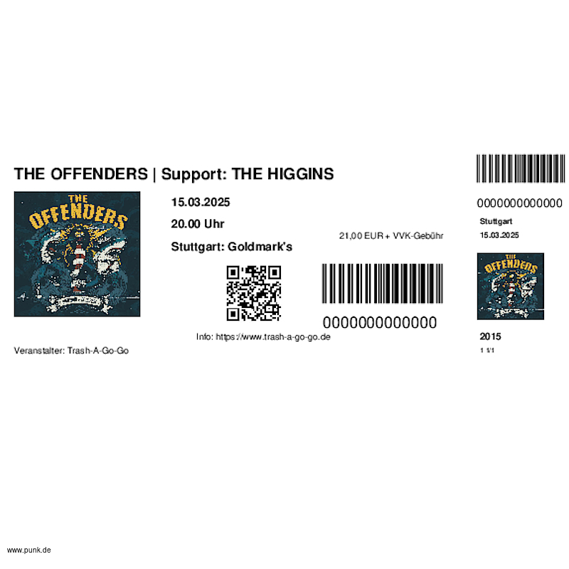 : HardTicket THE OFFENDERS | Support: THE HIGGINS